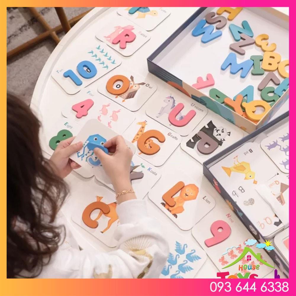 ALPHABET PAIRED CARD Bộ Thẻ Bảng Chữ Cái và Số Tiếng Anh Bằng Gỗ