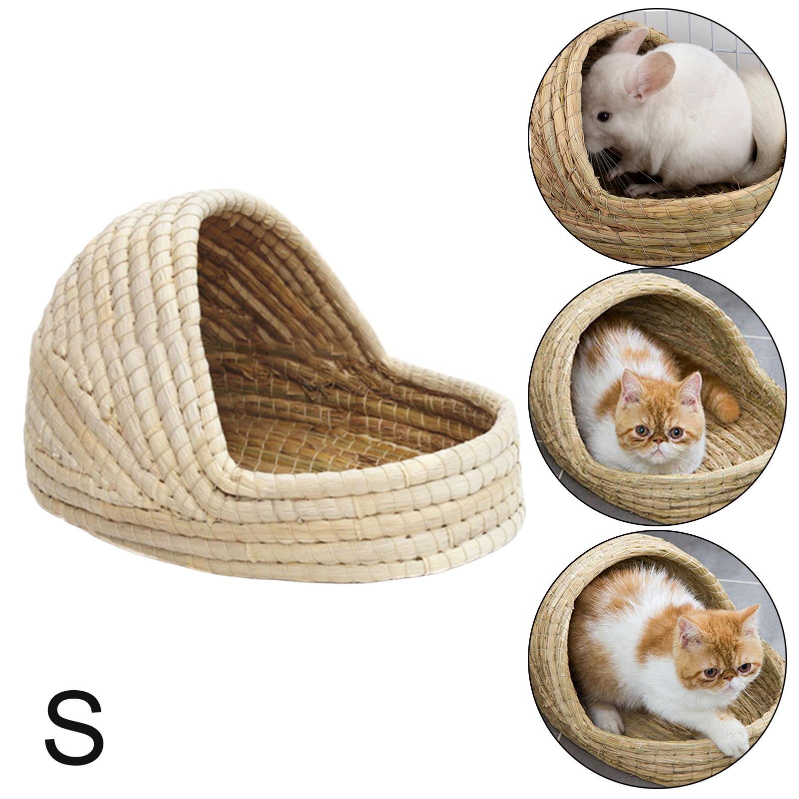 Hand-Woven Straw Hamster Nest Cave Kitten Rabbit Grass House Bed Cage Nest