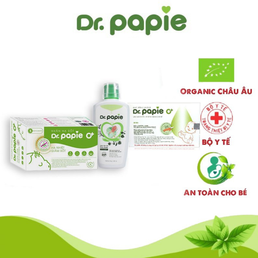 Combo Nước Tắm Gội Thảo Dược Dr Papie + Gạc Rơ Lưỡi Dr Papie Chăm Sóc Sức Khỏe Toàn Diện Cho Bé