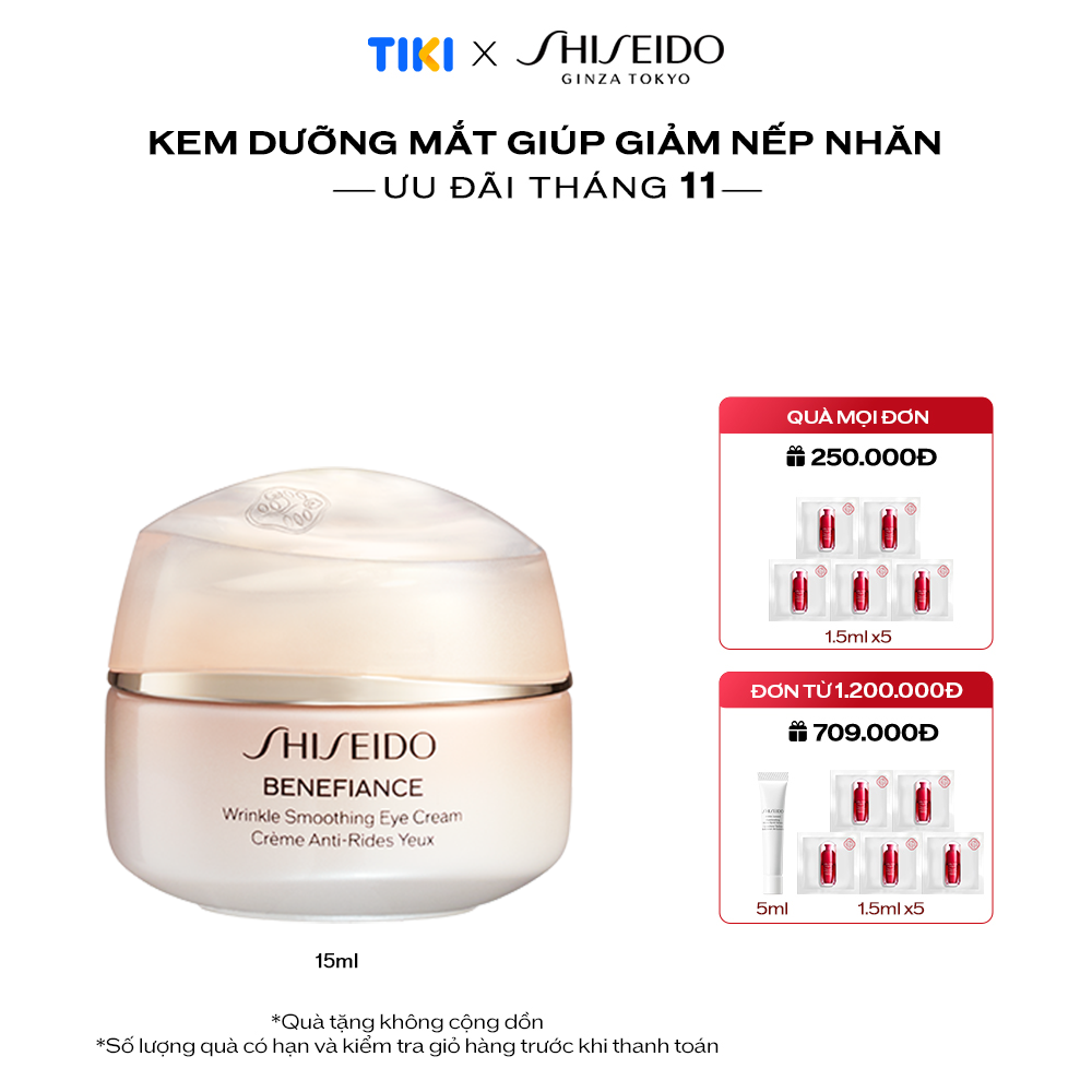 [NEW] Kem dưỡng mắt Shiseido Benefiance Wrinkle Smoothing Eye Cream 15ml - Phiên bản mới