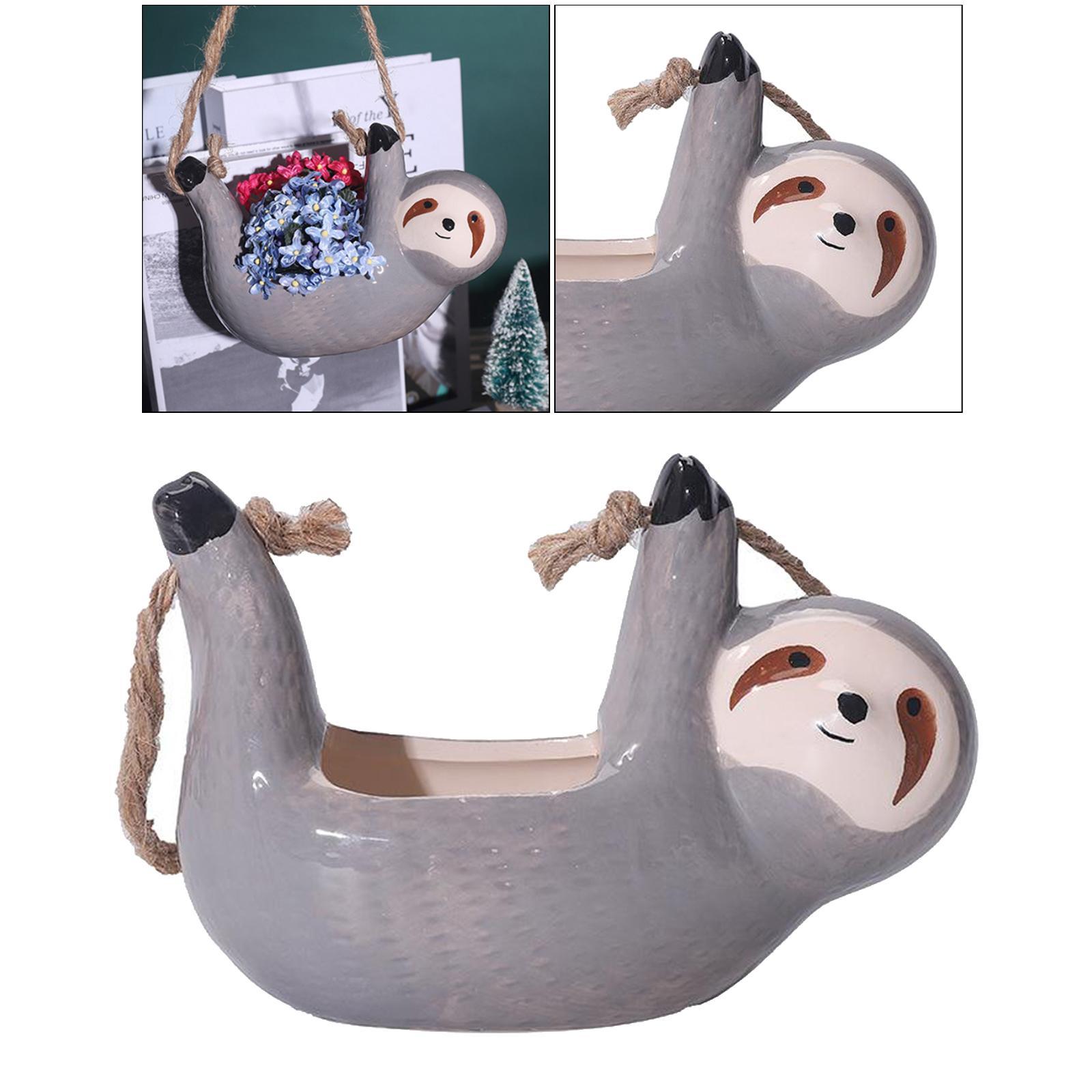2Pcs  Succulent Planter Sloth Plant Pot Holder Outdoor Flowerpot Garden