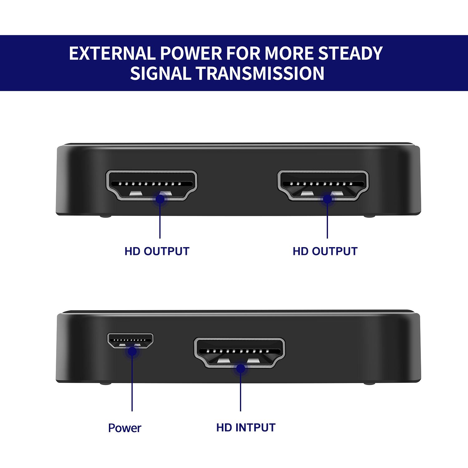Bộ chuyển đổi âm thanh HD02 4K UHD Video Splitter 2.0 Hỗ trợ 1x2 HD Splitter HDCP 1.4 HDR