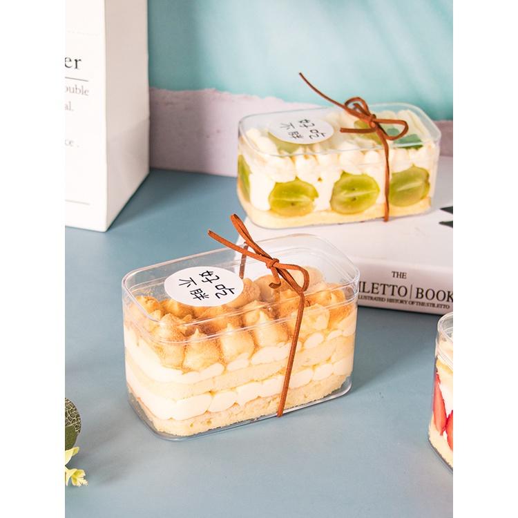 Hộp Bánh Lạnh Set 6 Hộp Tiramisu Mousse Panna Cotta Sữa Chua Bằng Mica Trong Có Nắp
