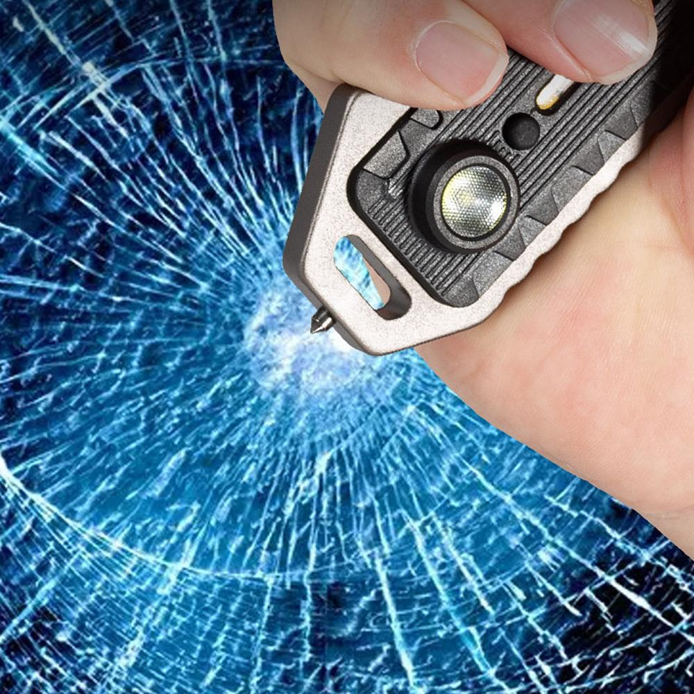 Portable Rechargeable Camping Light Pocket Work Light with 5 Light Modes Emergency Whistle Window Breaker Bottle Opener