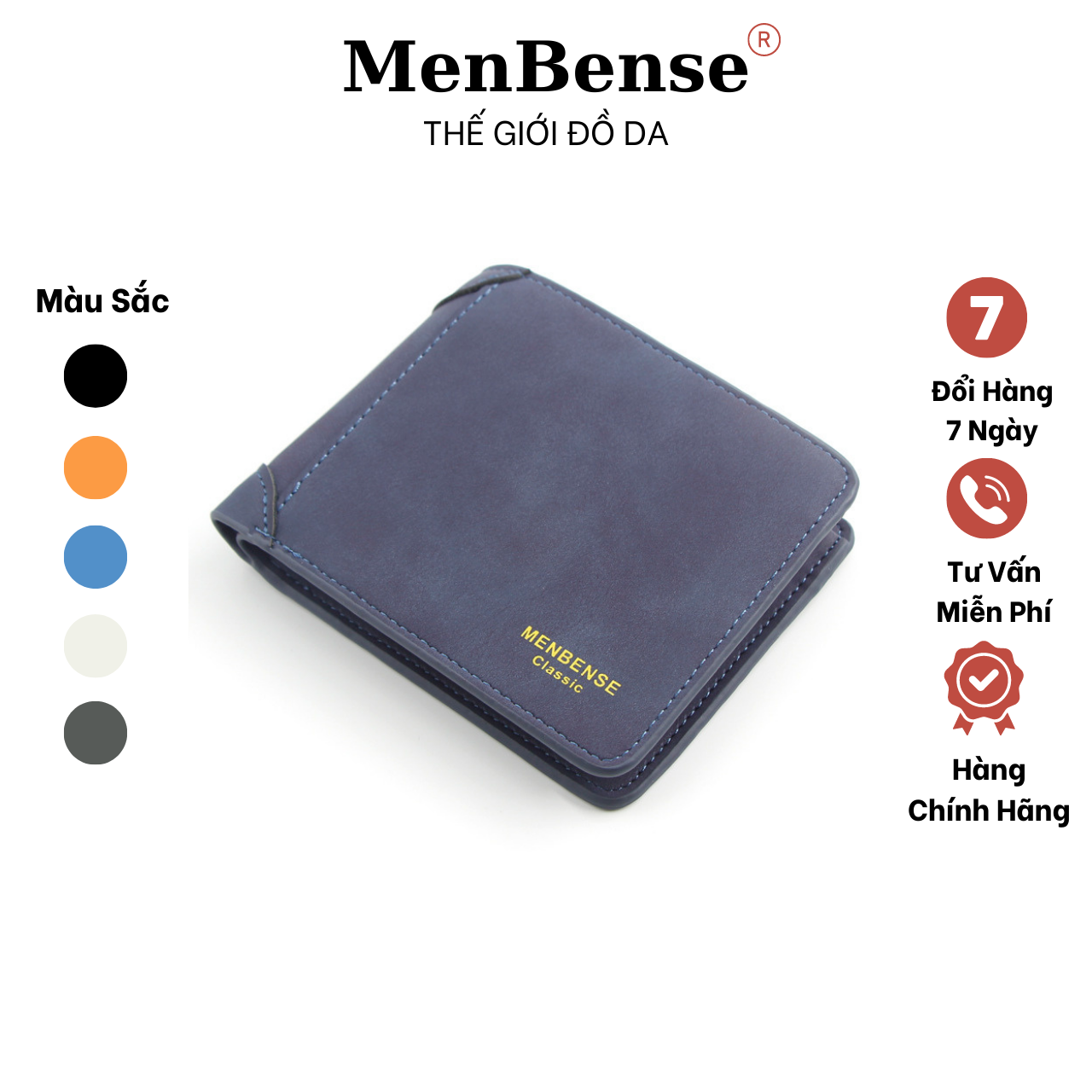 Ví nam da lộn cao cấp MENBENSE Classic,Bóp nam dáng ngang nhỏ gọn thời trang MB01