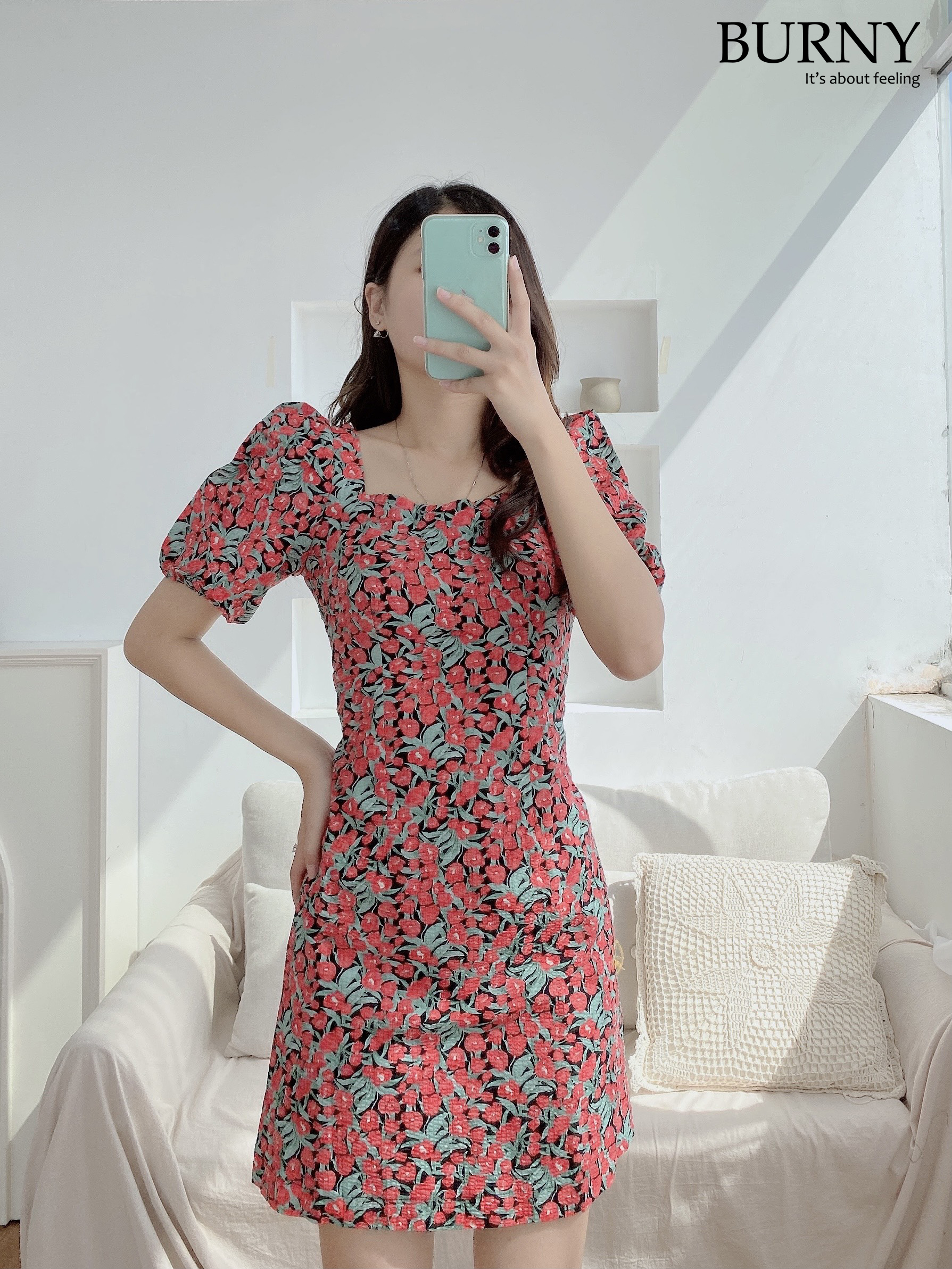 Váy đầm body họa tiết hoa sang chảnh Snow white foam dress Bunry V4002499