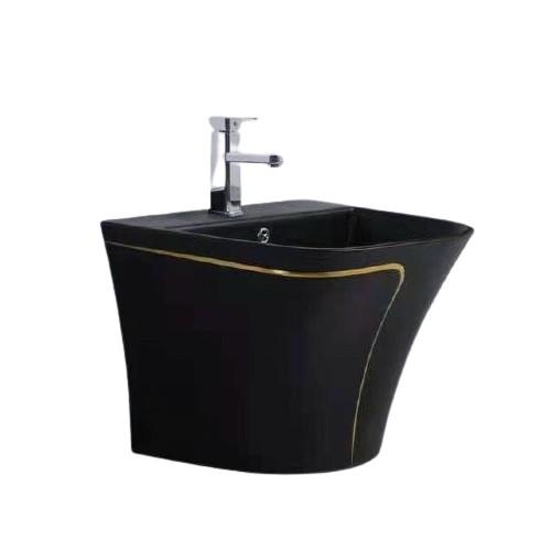 Lavabo treo tường màu đen viền vàng và màu trắng viền vàng phong cách Bắc Âu