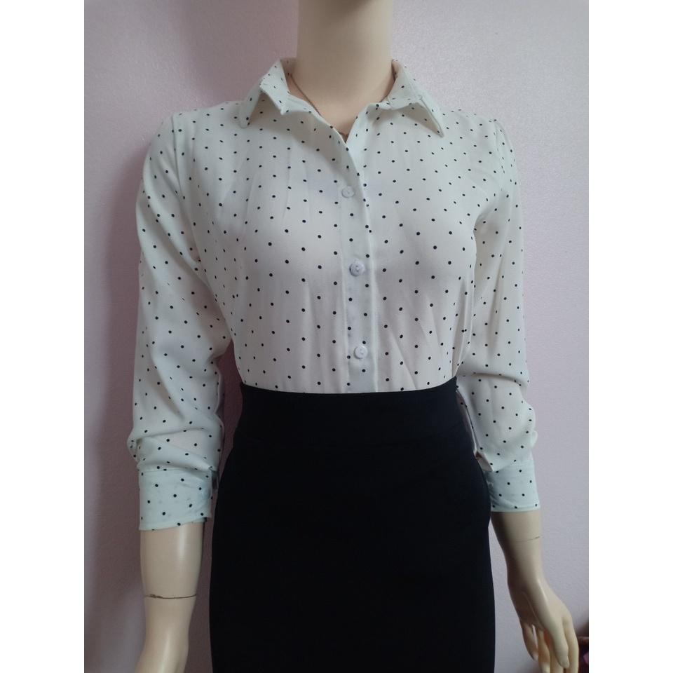 Áo sơ mi nữ chấm bi A 4114 đủ size 40-90kg