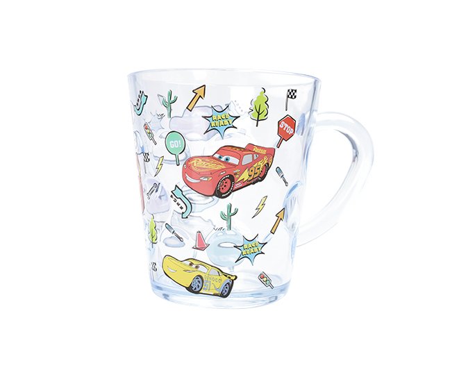 Ly quai cầm tay trong suốt hình xe đua Car 95 màu xanh siêu cute cho bé trai 260ml - 58VNDC2491