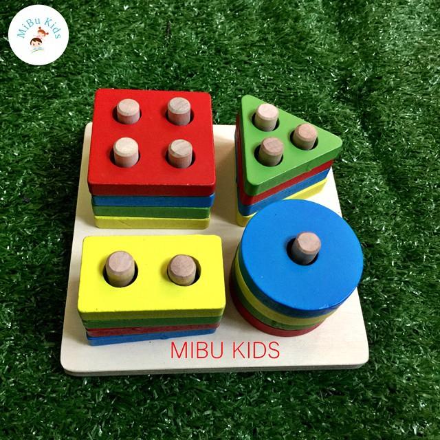 ĐỒ CHƠI GỖ- THẢ HÌNH KHỐI MONTESSORI loại đẹp.