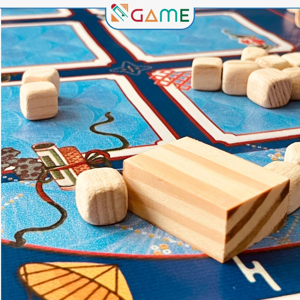 Bộ Ô Ăn Quan Trò Chơi Dân Gian Chất Liệu Bạt Chống Nước, Quân Gỗ Thông - SKIDS