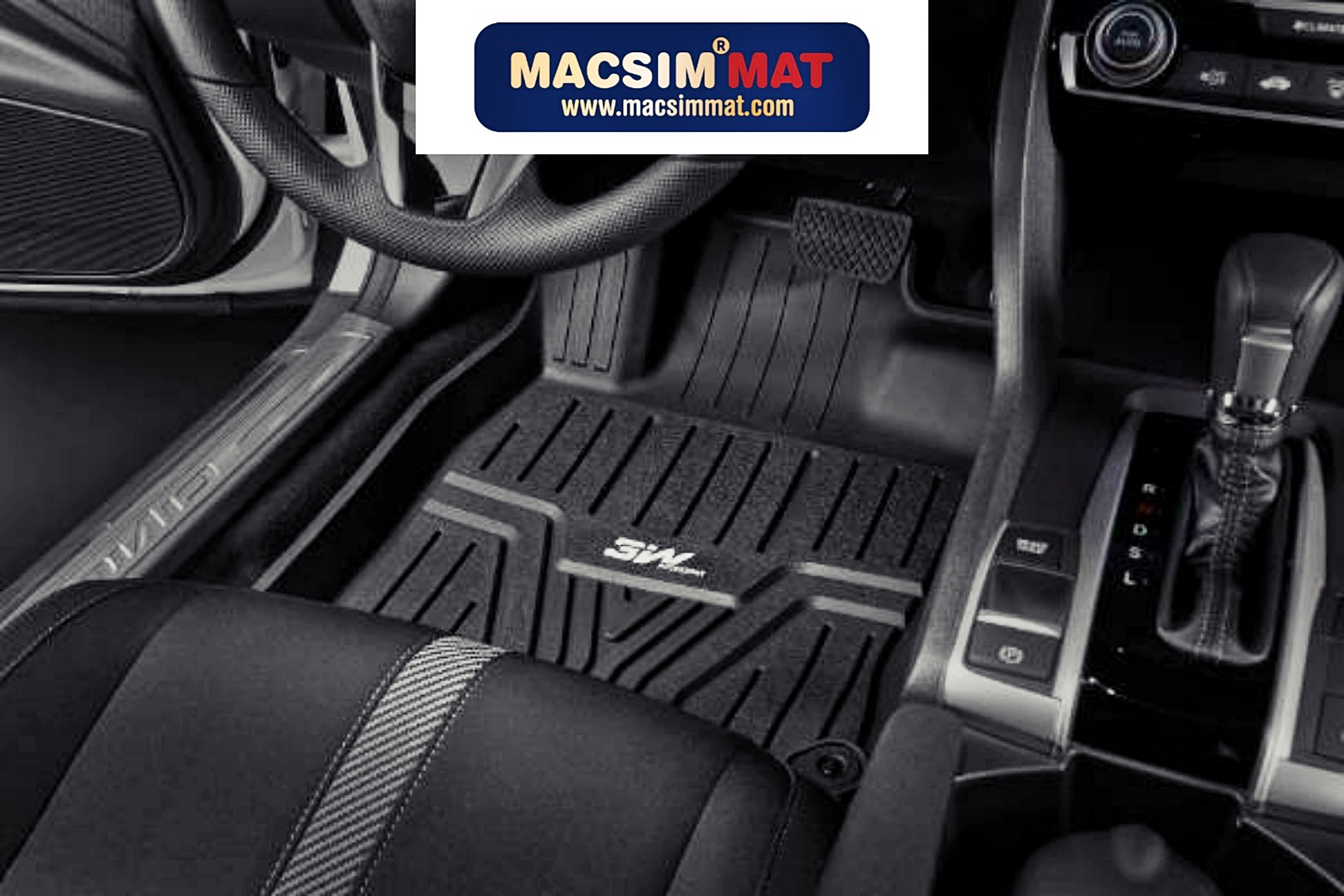 Thảm lót sàn xe ô tô Honda CIVIC 2015- đến nay Nhãn hiệu Macsim 3W cao cấp,màu đen.