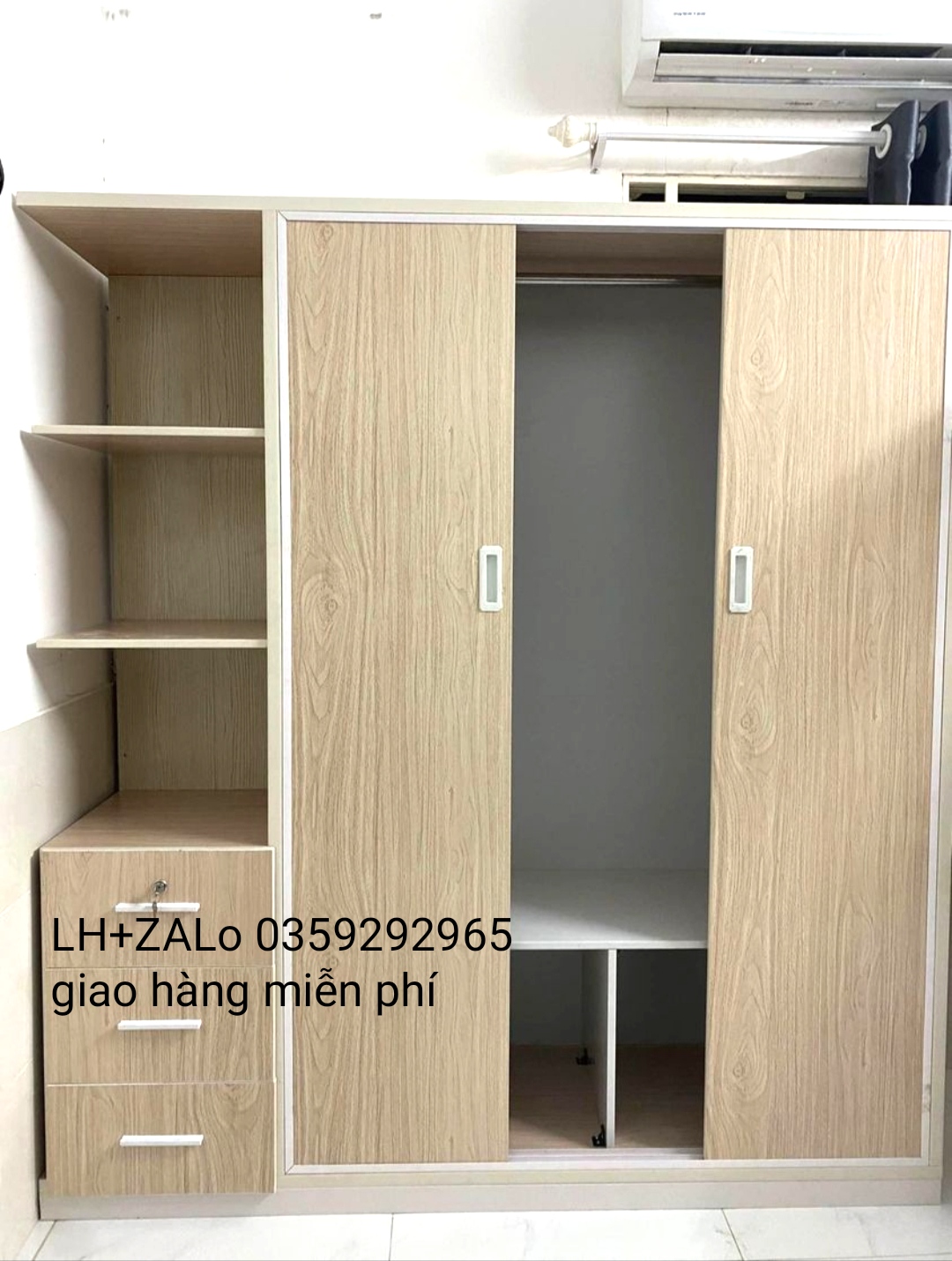 Tủ nhựa đài Loan 3 cánh 1 kệ cửa lùa