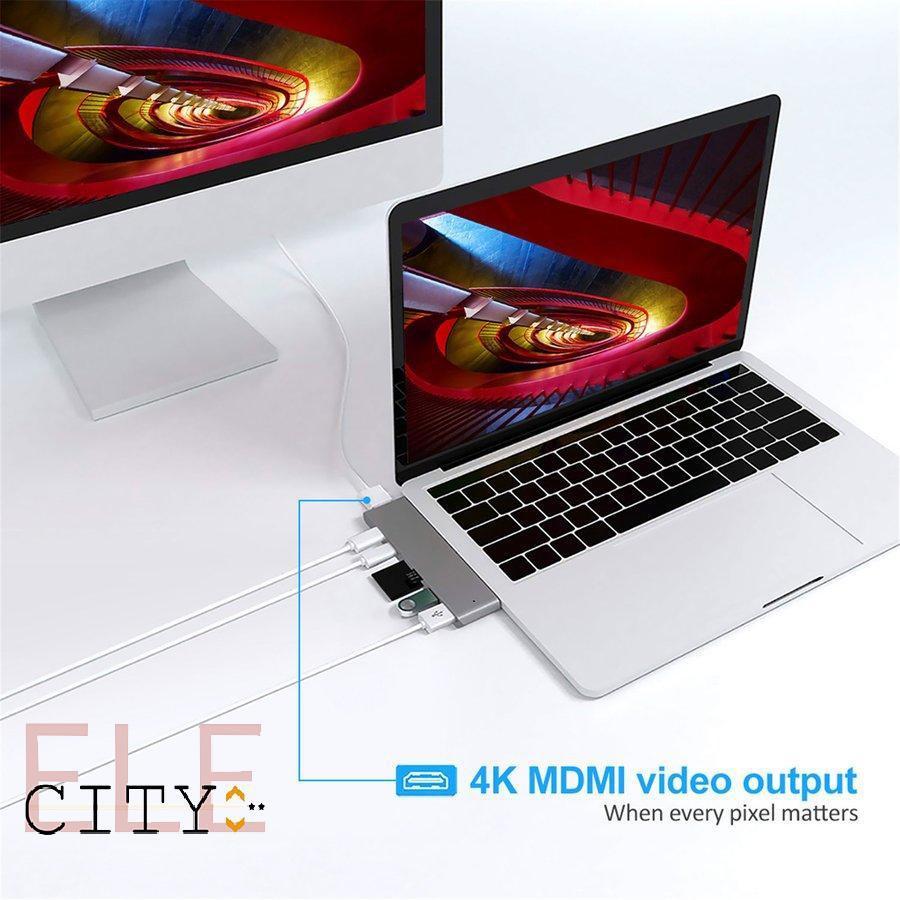 Bộ chuyển đổi 107ele cổng USB 3.1 Type-C sang cổng Hdmi 4k 3 USB C cổng 3.0 Tf Pd cho máy tính xách tay Laptop táo Pro/