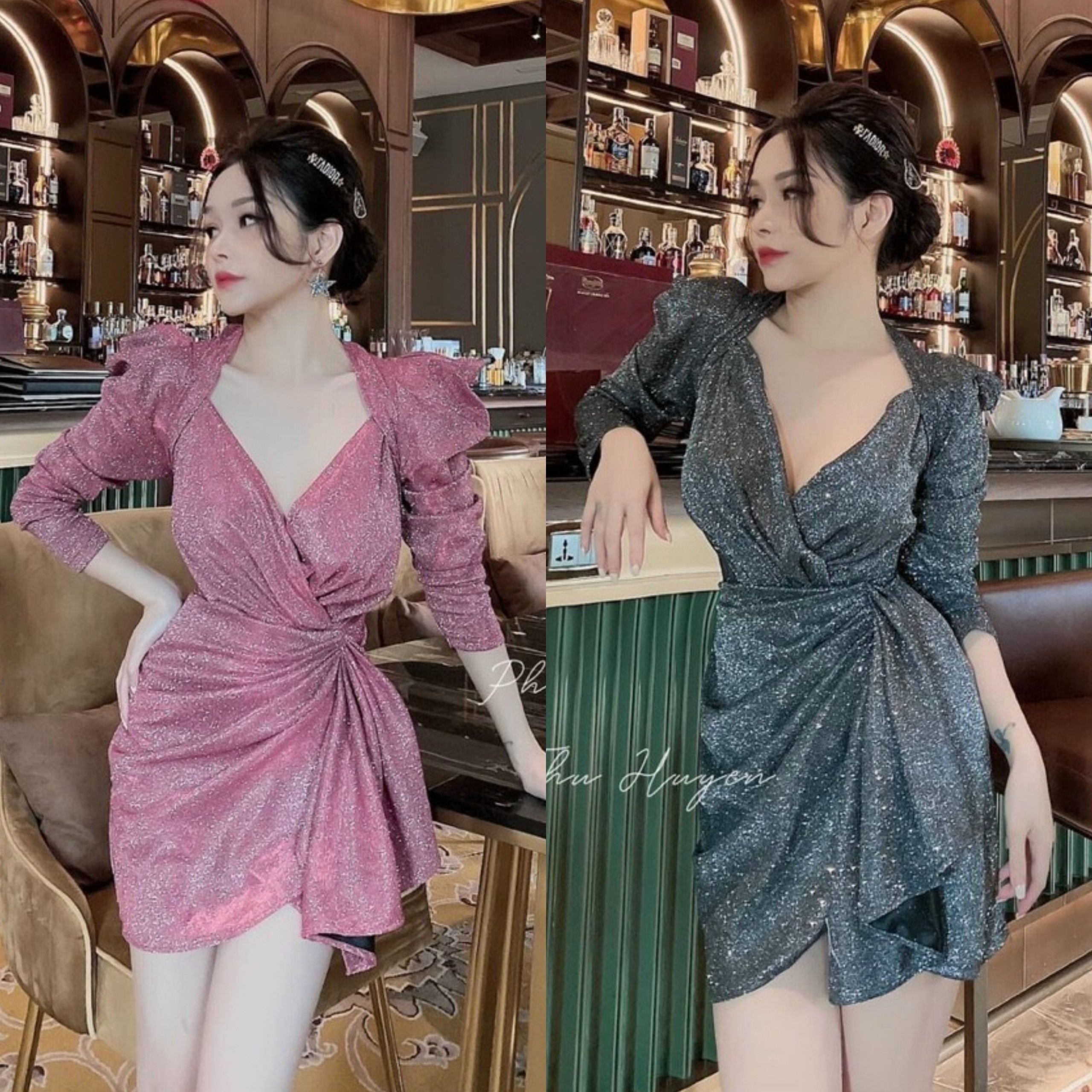 Đầm Body Kim Tuyến tay dài eo phối kiểu Hàng Thiết Kế (Size S-M-L-XL) rẻ đẹp