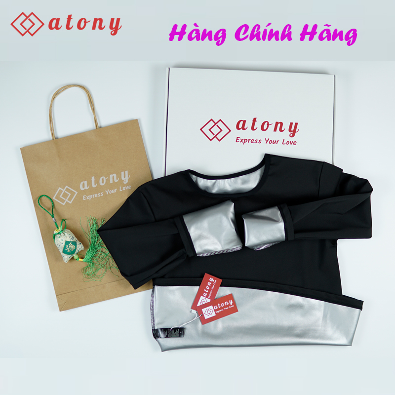 Bộ Đồ Sinh Nhiệt Giảm Mỡ Bụng ATONY Chính Hãng, Tráng Nano Bạc Nhật Bản, Tăng Tiết Mồ Hôi, Hỗ Trợ Giảm Cân (Áo Dài Tay + Quần)