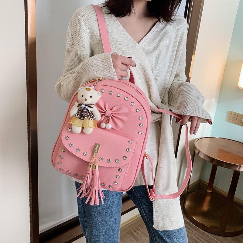 Chongsukei Nơ Mini Dễ Thương Da Ba Lô Trẻ Em Công Chúa Cô Gái Đeo Túi Ba Lô Thời Trang Nhỏ Túi Tất Cả Trận Đấu