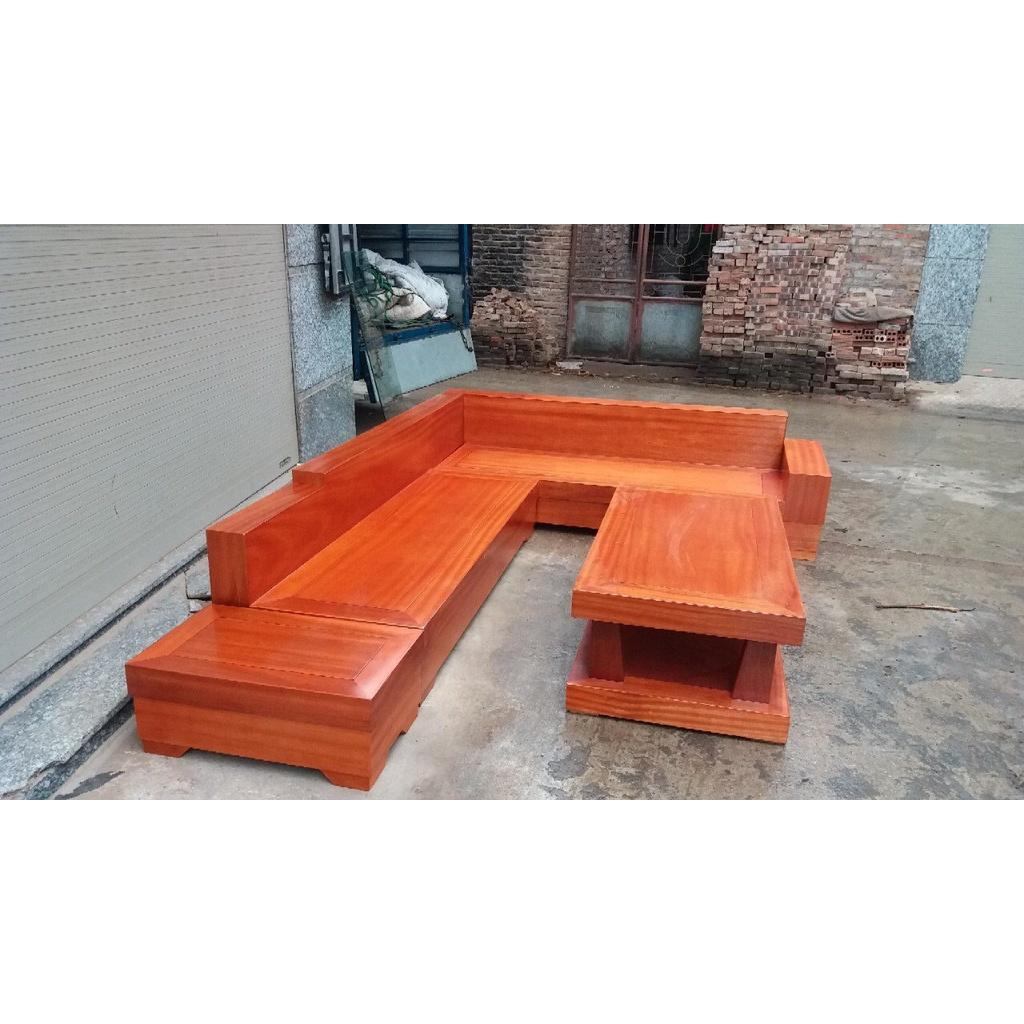 Bộ bàn ghế sofa góc hộp gỗ gõ đỏ