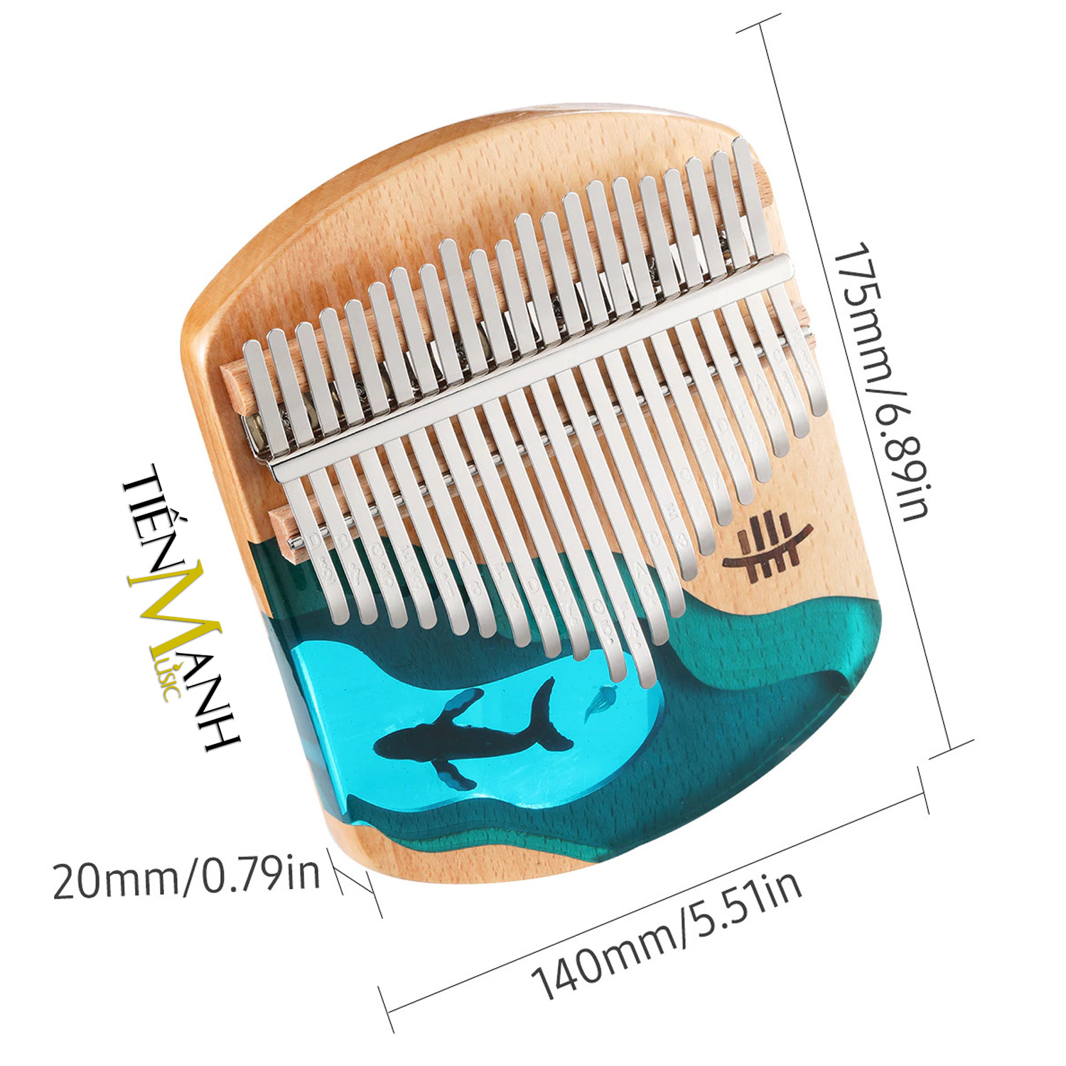 Đàn Kalimba Hluru Resin 21 Phím KW21 Hình Cá Heo, Voi - Acrylic Keo đổ nhựa Thủy Tinh hữu cơ trong suốt Hàng Chính Hãng- Kèm Móng Gẩy DreamMaker