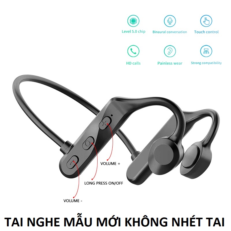 (Giá tốt) Tai nghe không dây Bluethooth công nghệ dẫn truyền âm thanh qua xương không cần nhét vào tai mẫu mới bản đặc biệt đeo lâu không gây đau