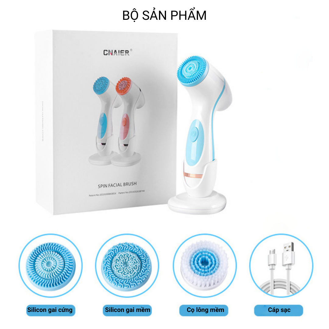 Máy Rửa Mặt Siêu Sạch Spin Facial Brush Cao Cấp-Xoay 360 Độ