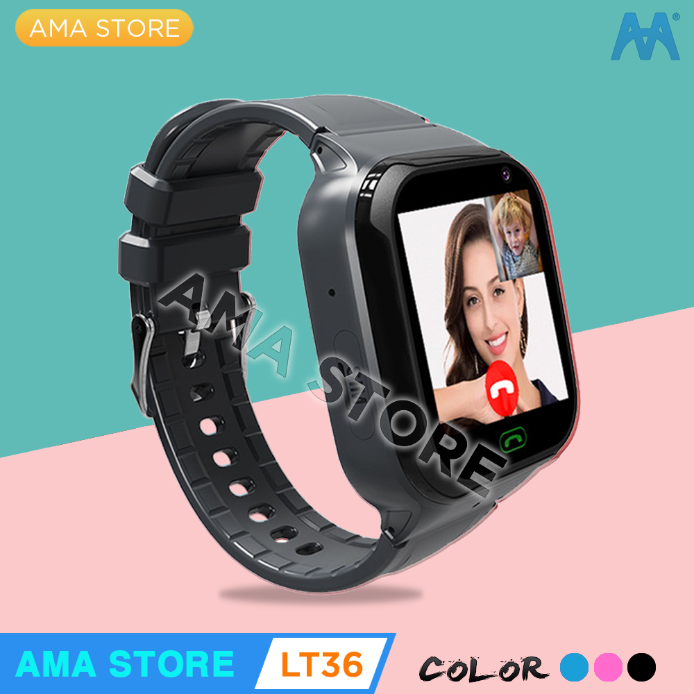 Đồng Hồ Thông Minh Gọi Video Call 4G, Gps, Wifi Chống Nước Định Vị Chuẩn Ama Watch Lt36 Có 3 Màu Đen Hồng Xanh Hàng Nhập Khẩu - Đen