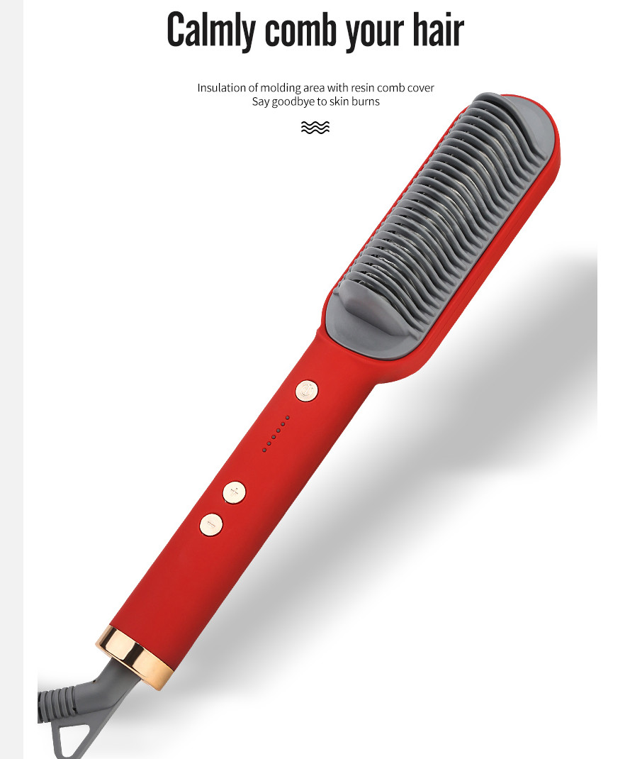 220V Heating Iron Men Beard Hair Straightener Ceramic Curler Professional Heated Comb Women Electric Hair Brush Straightener Dry