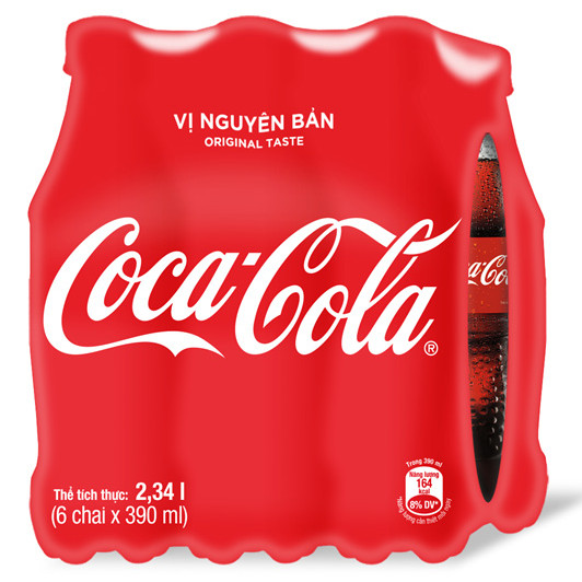 Hình ảnh của sản phẩm Lốc 6 Chai Nước Giải Khát Có Gas Coca-Cola (390ml / Chai)