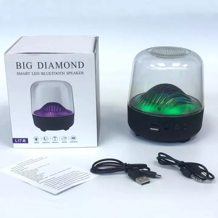 Loa Bluetooth Big Diamond L17 Lanith - Loa Mini Không Dây Di Động - Thiết Kế Trong Suốt, Đèn Led Đổi Màu Kiêm Đèn Ngủ - Kết Cấu Âm Thanh Vòm Siêu Hay Bass Ấm - Công Suất 5W, Có Khe Cắm Thẻ Nhớ - LBD00017-CAP00001