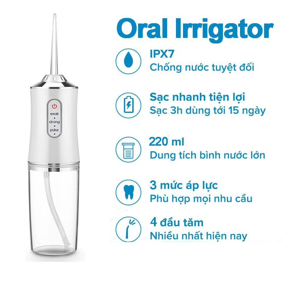 Máy Tăm Nước Vệ Sinh Răng Miệng Oral Irrigator Bản Rút Gọn vệ sinh răng miệng màu sắc ngẫu nhiên