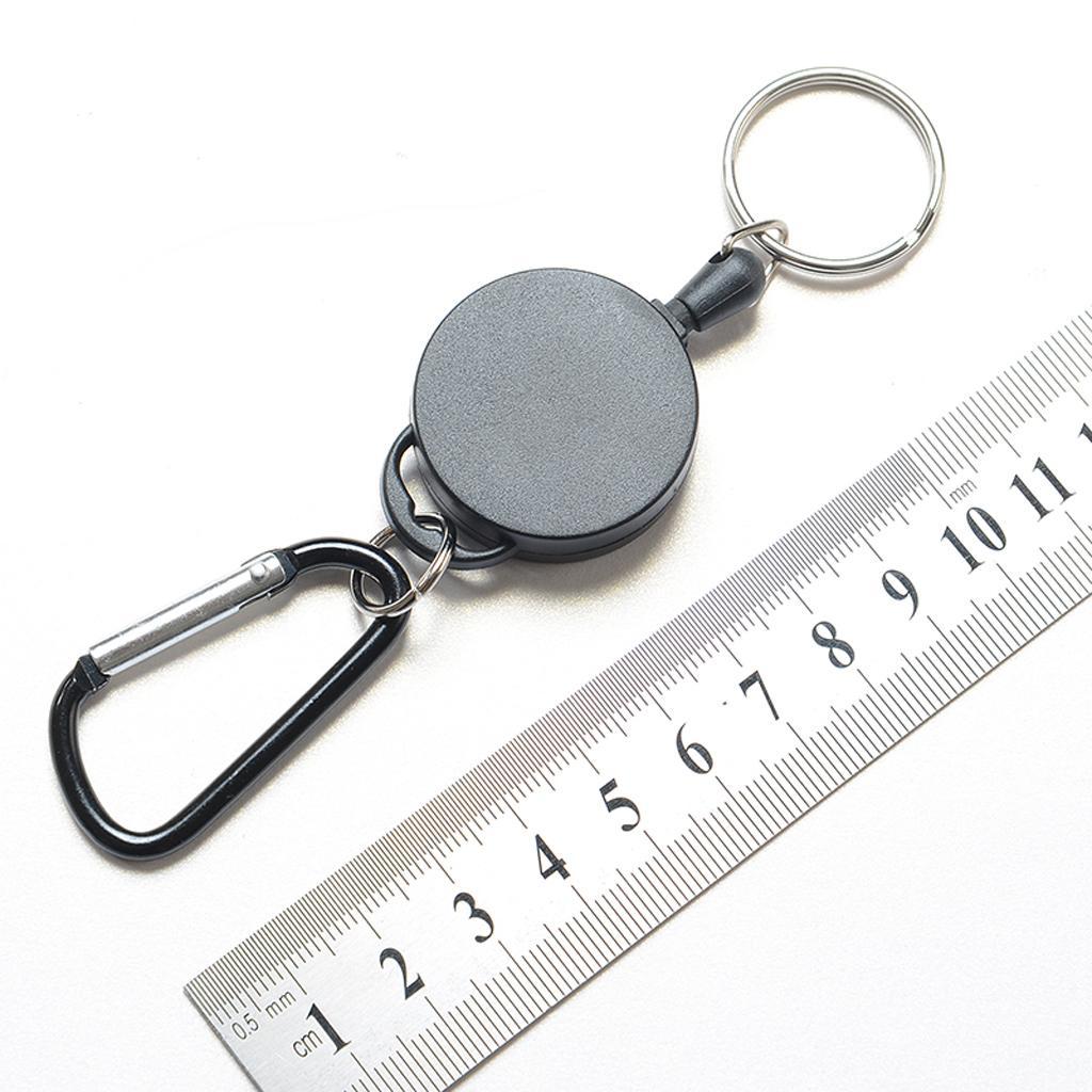 2 Pieces Retractable Key Chain Steel Reel Recoil Chain Key Ring Belt Clip