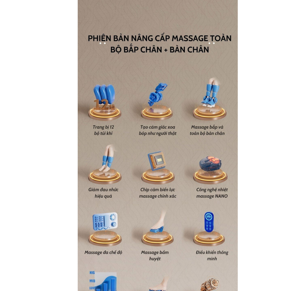 Máy Massage Chân Khí Nén Đa Năng Rulax, Có Túi Khí Ở Bắp Chân Túi Khí Massage Toàn Thân
