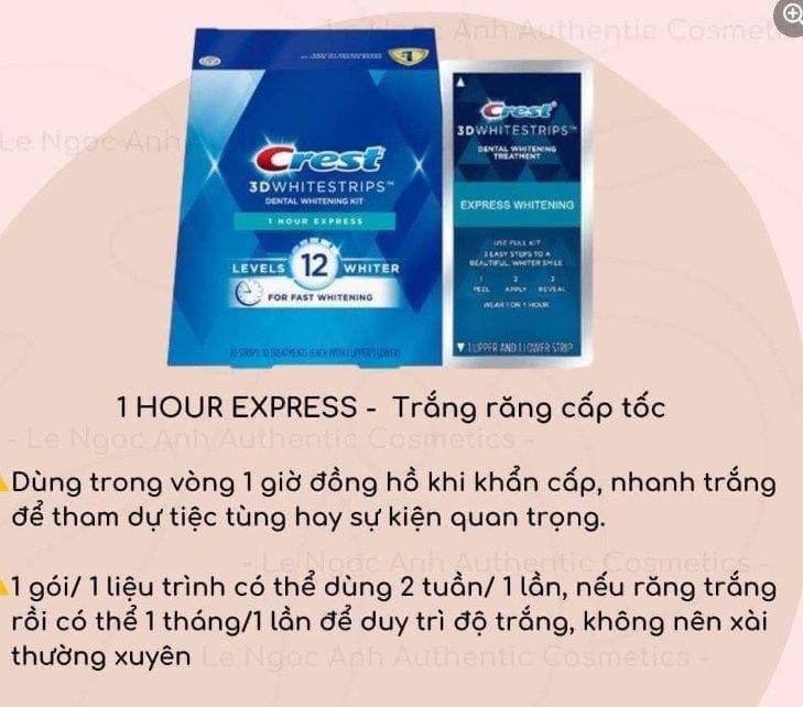 Set 2 Hộp Miếng dán trắng răng Crest 3D White Professional Effects &amp; 1 Hour - 30 GÓI
