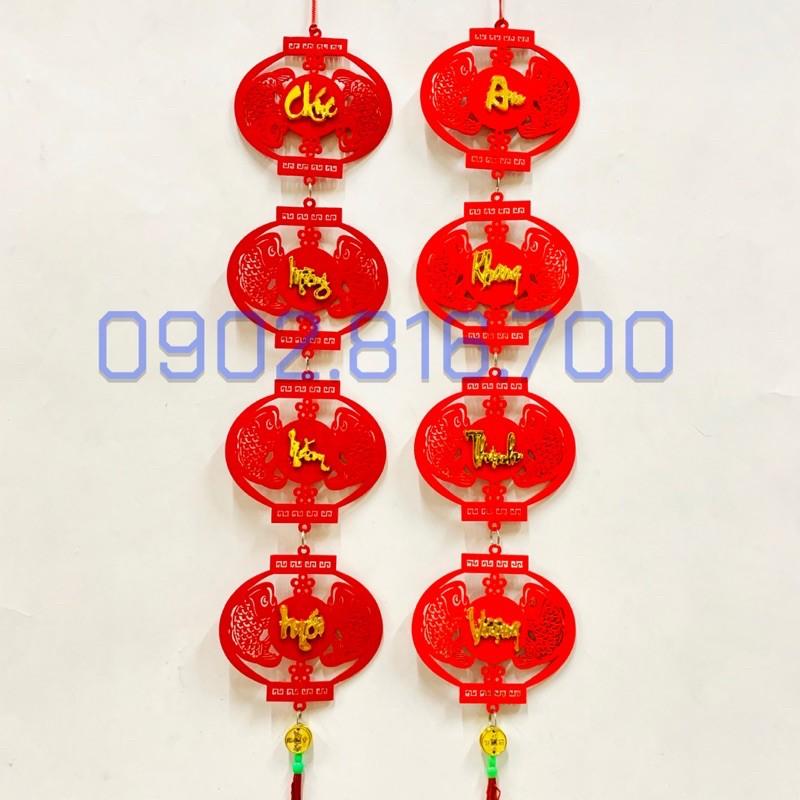 Dây treo nhung đỏ - Liễng nhung đỏ hình vuông - quạt - lồng đèn treo cửa phụ kiện trang trí tết
