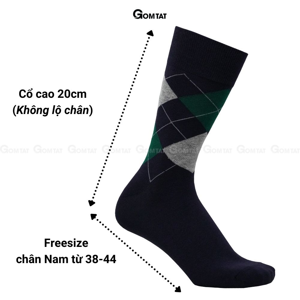 Tất Cổ Cao Nam họa tiết quả trám, Tất giày tây nam cao cấp phong cách Châu Âu