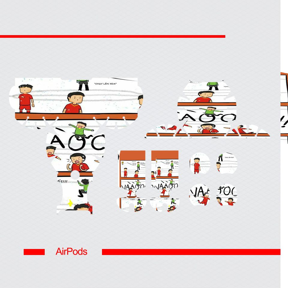 Miếng dán skin chống bẩn cho tai nghe AirPods in hình U23 Việt Nam trên tuyết - Chib016 (bản không dây 1 và 2)