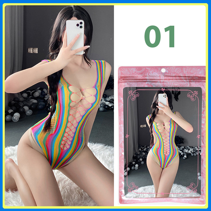 Đồ Ngủ Liền Thân Sexy Bodysuit Đan Lưới Ôm Body 7 Sắc Cầu Vồng Gợi Cảm BT1245 - Đồ Ngủ Nữ Mặc Nhà