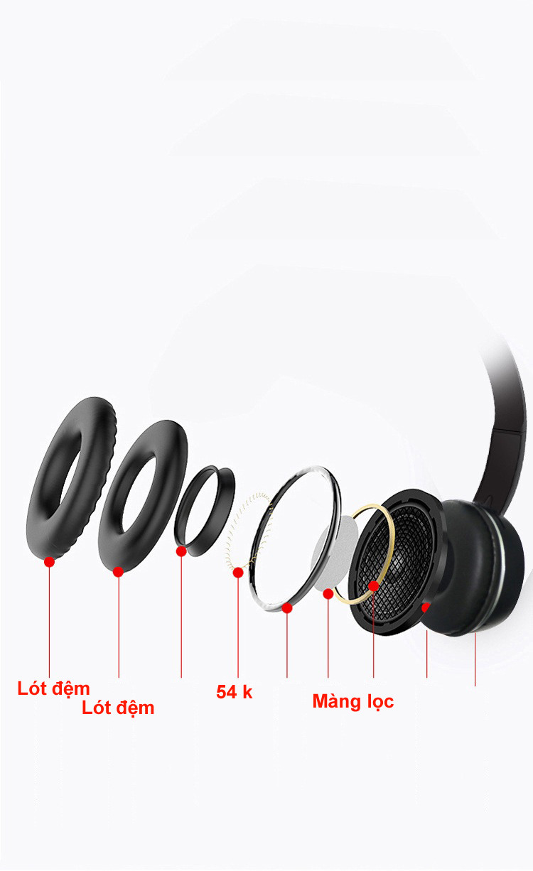 Tai nghe Bluetooth tai nghe chụp tai thể thao chống nươc gắn thẻ nhớ Hifi Đỏ PF152 3 trong 1