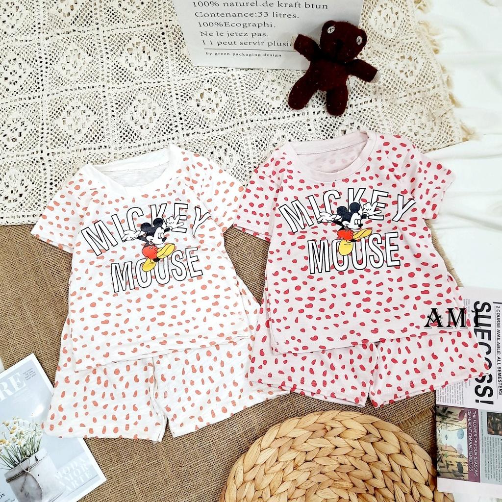 (8-18kg) Đồ bộ bé gái cộc tay Mickey cho bé QATE930