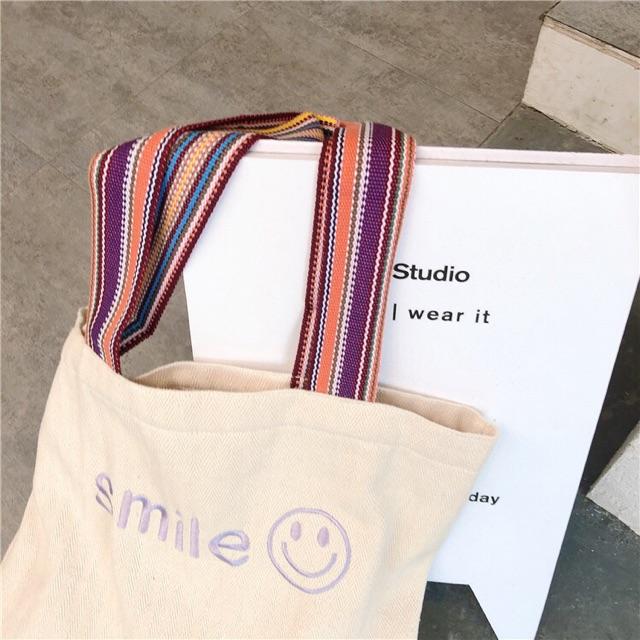 TÚI TOTE VẢI VINTAGE QUAI THỔ CẨM SIÊU XINH SMILE