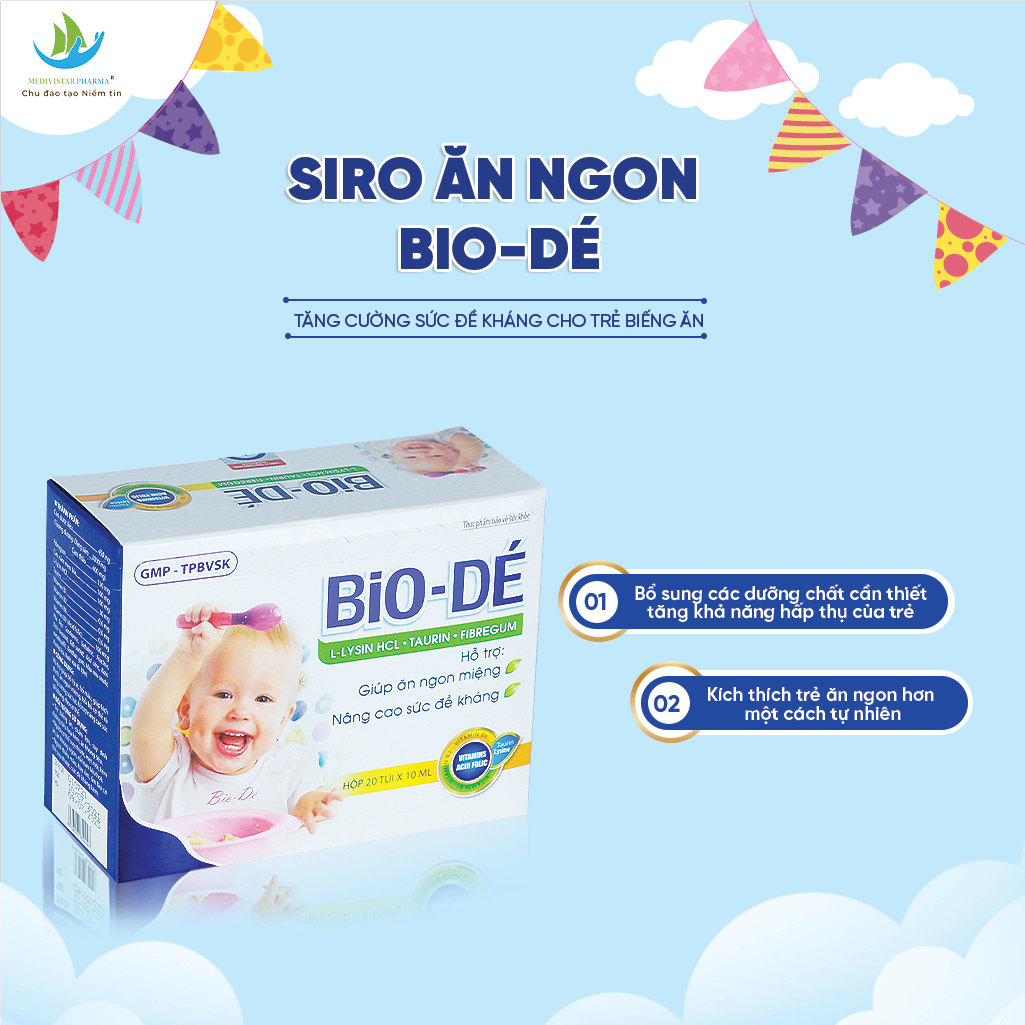 Combo 2 Hộp Siro BIODÉ Dành Cho Trẻ Biếng Ăn Giúp Kích Thích Ăn Ngon, Bổ Máu Và Tăng Cường Sức Đề Kháng, Tiêu Hóa Tốt 20 Túi/Hộp