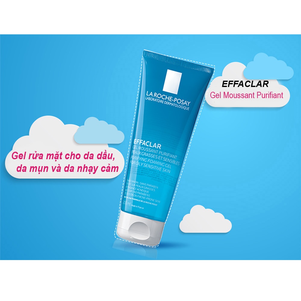 Gel Rửa Mặt Tạo Bọt Dành Cho Da Dầu Nhạy Cảm La Roche-Posay Effaclar Purifying Foaming Gel  200ml + Tặng 1 Móc Khóa Nhựa 2 Mặt