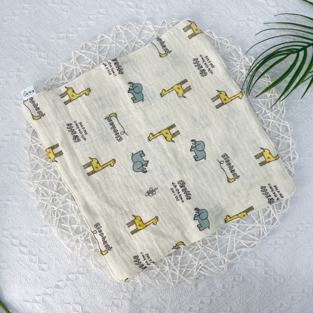Khăn Sữa Xô Muslin Cho Bé 2 Lớp 4 Lớp Siêu Thấm Hút Họa Tiết Cute An Toàn Da Bé - 330