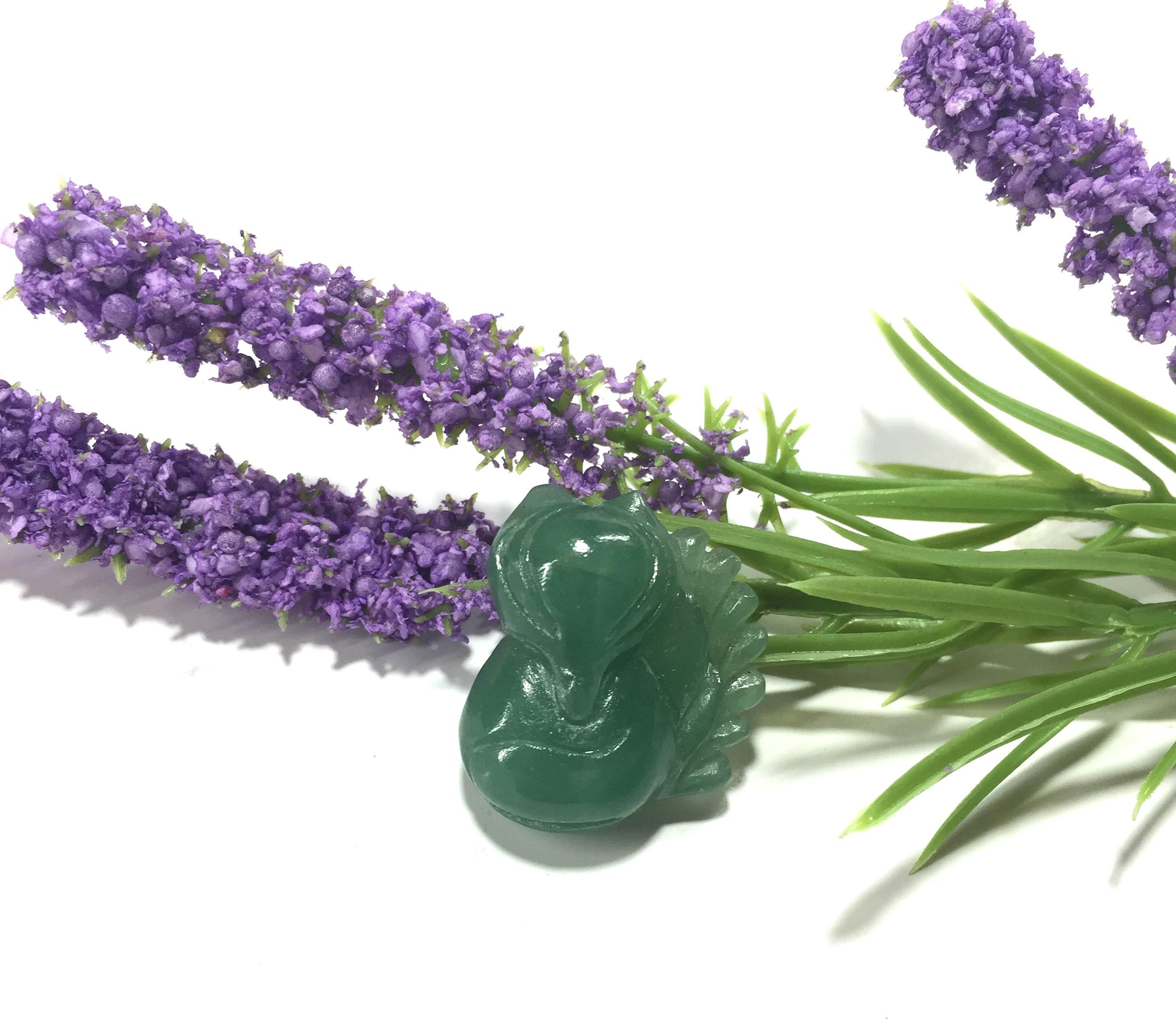 Mặt Dây Chuyền Hồ Ly Phong Thủy Đá Aventurine Xanh - Có Móc Bạc và Dây Đeo Cổ