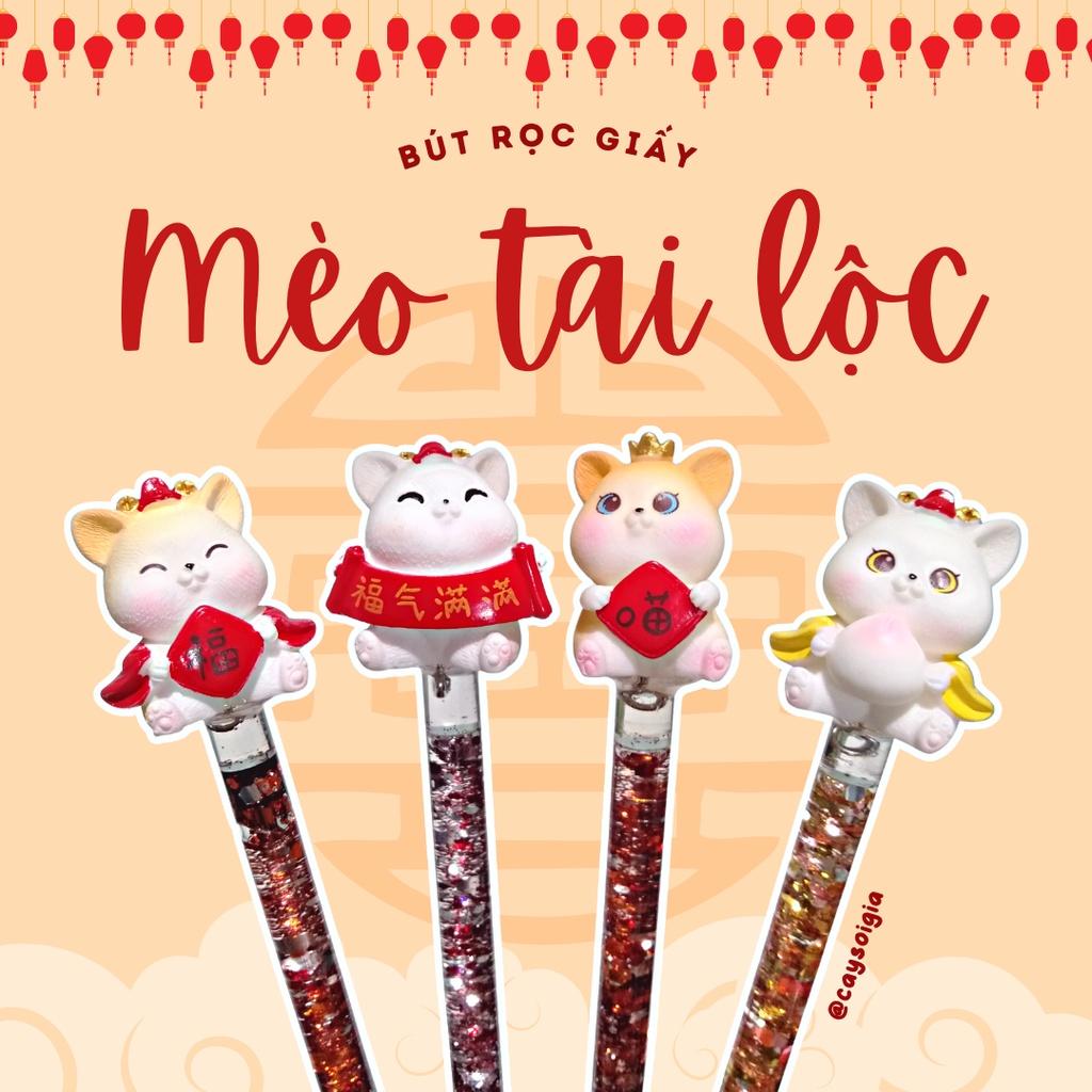 S112 - Bút dao rọc giấy mèo tài lộc Tết năm mới dễ thương unbox đơn hàng, cắt sticker băng dán washi tape - Cây Sồi Già