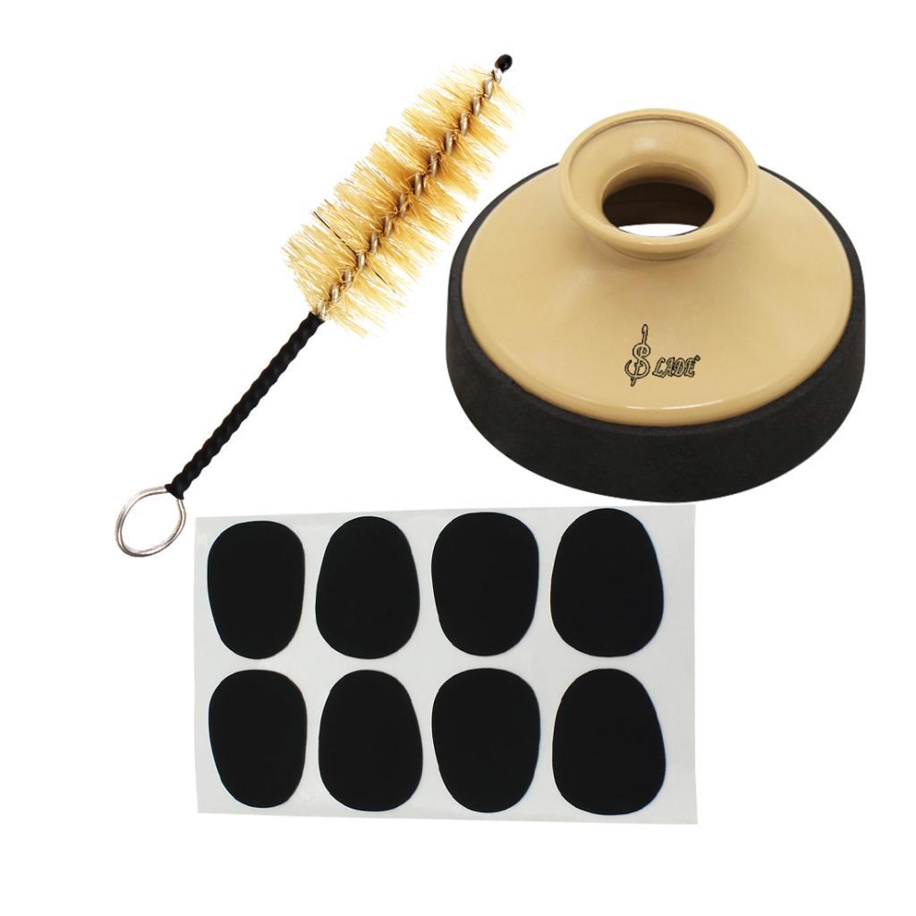 Sunnimix Alto Saxphone Sax Tắt Tiếng Ống Hãm Thanh Kẹp Miệng Miếng Dán Miếng Lót Cơ Quan Ngôn Luận Bàn Chải