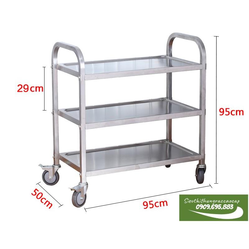 Xe đẩy inox 3 tầng 750*400*835 mm