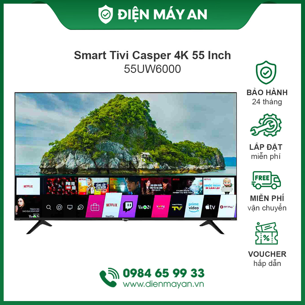 Smart Tivi Casper 4K 55 Inch 55UW6000