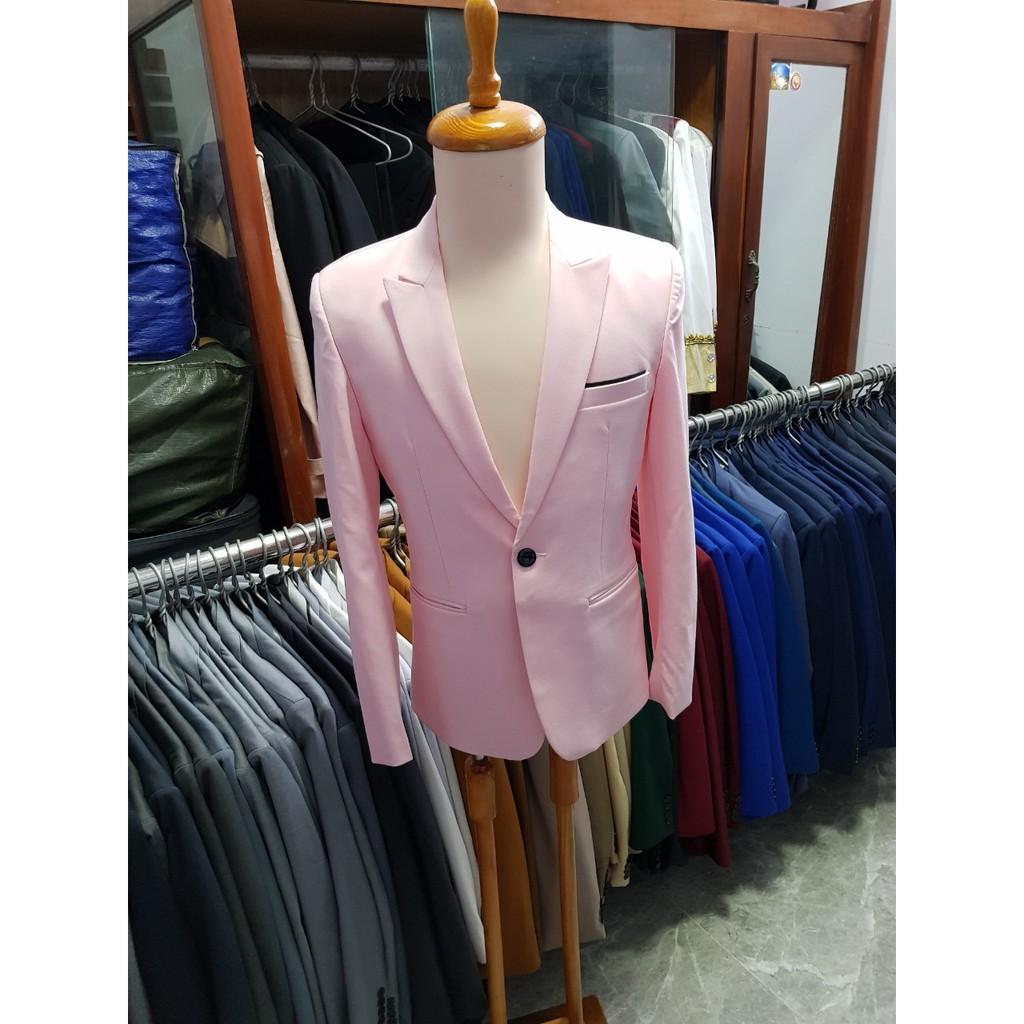 Áo vest nam form ôm body màu hồng