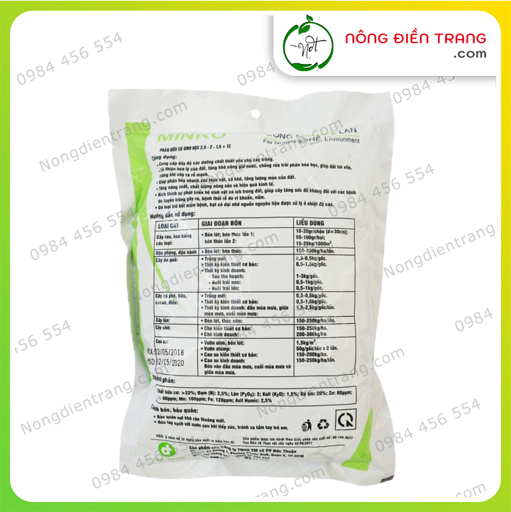 Phân Bón Hữu Cơ Sinh Học Dạng Viên Nở Minro - Lavamix - Giàu Dinh Dưỡng, Bổ Sung Axit Humic Trung Vi Lượng - Công Nghệ Hà Lan VTNN Nông Điền Trang